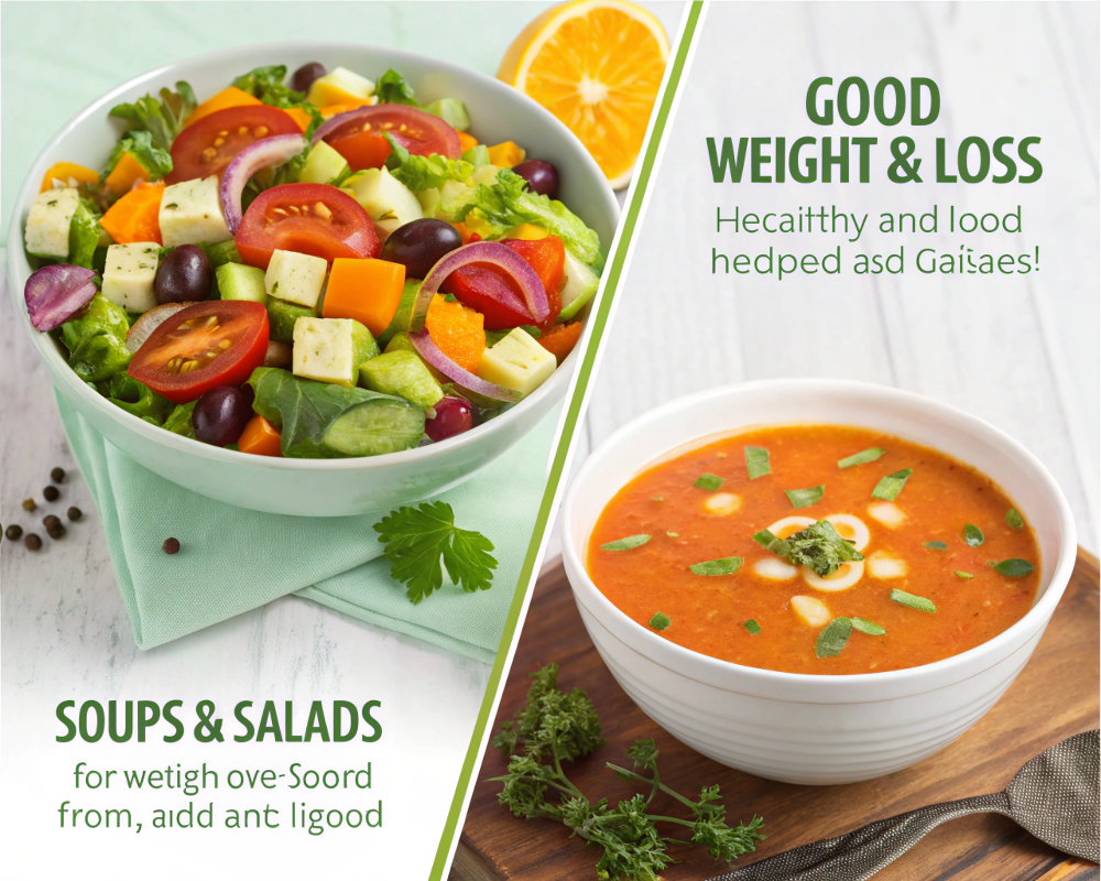 Are soups and salads good for weight loss, a photo of a meal.