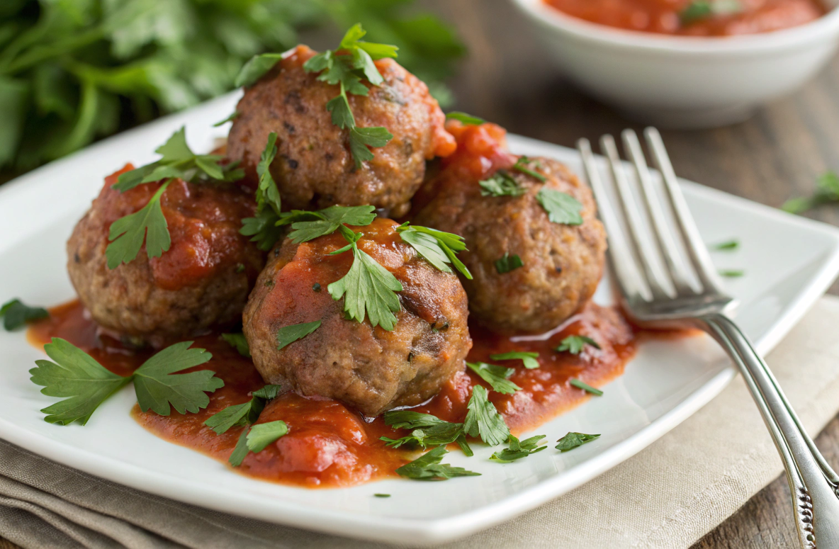 Juicy and Flavorful Turkey Meatballs with herbs.