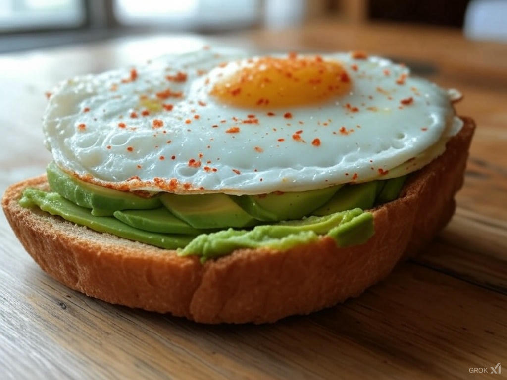 Avocado toast with egg breakfast