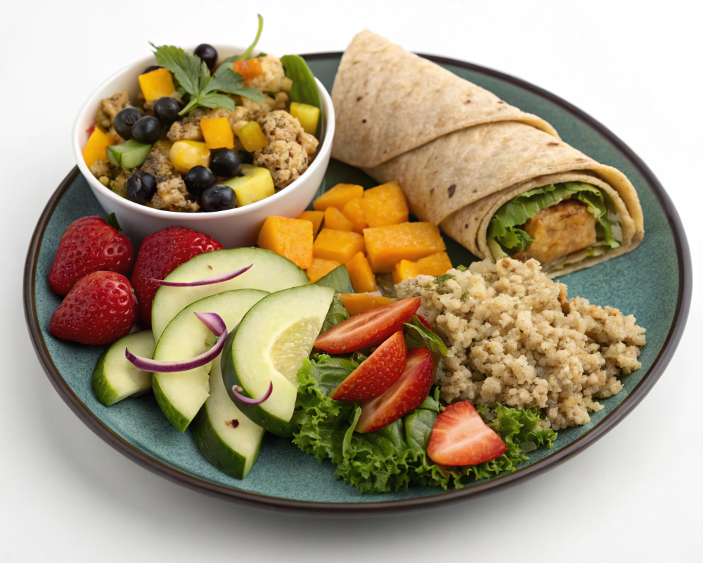 Balanced lunch ideas featuring colorful vegetables and lean protein