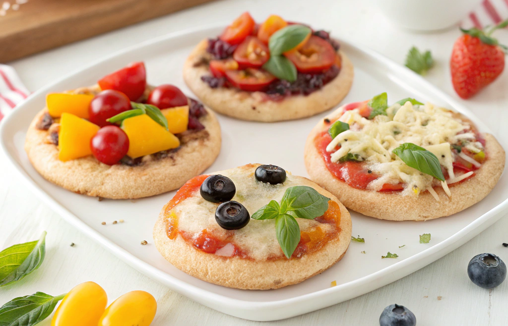  Kid-friendly healthy dinner recipe - Fun mini pizzas on whole wheat.