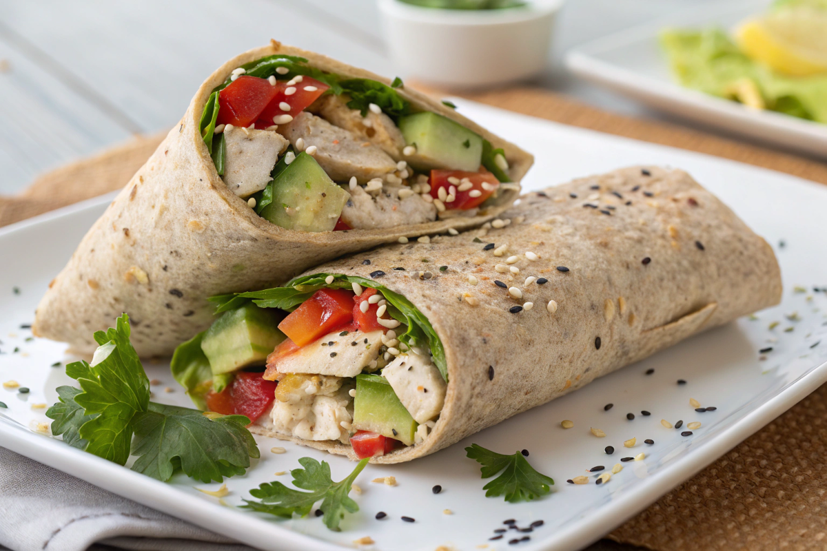 Chicken Salad Wrap with vegetables.