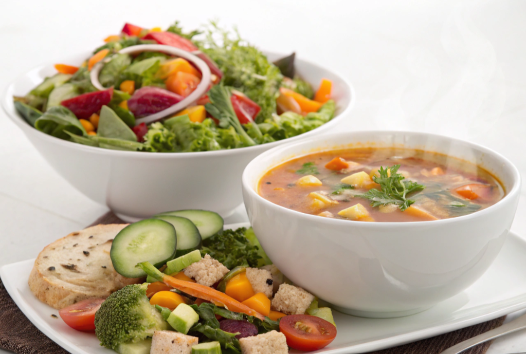 Healthy soup and salad diet.